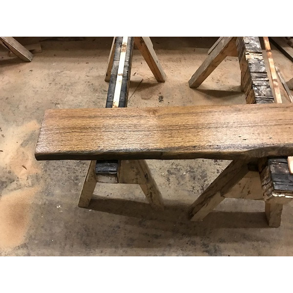 Eiche, rustikal, antik geölt, Regal, Handtuchablage, Bohle, strukturiert, einseitige Baumkante, Massivholz, 120x20-25x3cm